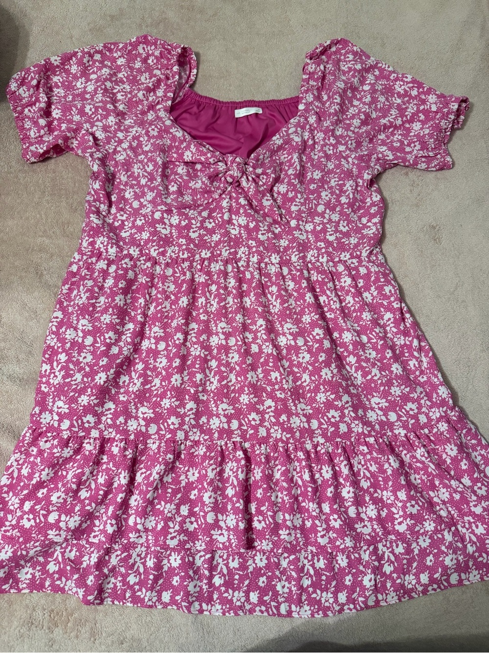 LC Lauren Conrad Hot Pink Tie-Front Floral Dress